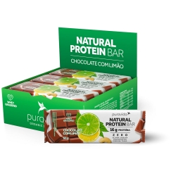 Natural Protein Bar Sabor Chocolate com Limo (Cx c/ 12 Unidades de 60g) - Pura Vida