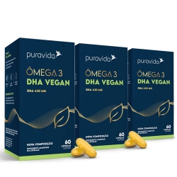 Kit 3 Unidades Vegan mega 3 DHA (60 Cpsulas) - Pura Vida