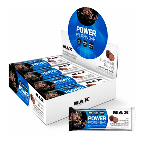 Power Protein Bar Sabor Dark Chocolate Truffle (Caixa com 8 Unidades de 90g) - Max Titanium