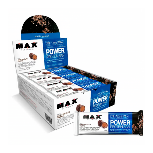 Power Protein Bar Sabor Dark Chocolate Truffe (Caixa com 12 Unidades de 41g) - Max Titanium
