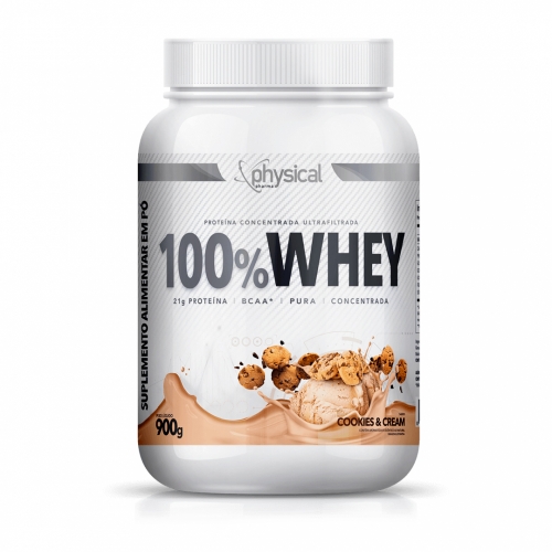 Whey Protein Physical Pharma 100% Whey Concentrado Cookies e Cream 900g