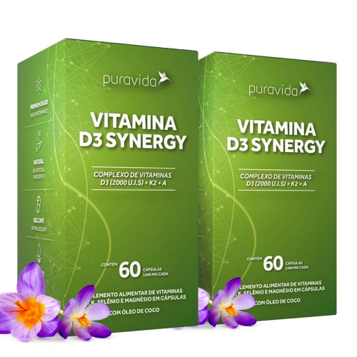 Kit 2 un Vitamina D3 Synergy (60 Cápsulas) - Pura Vida