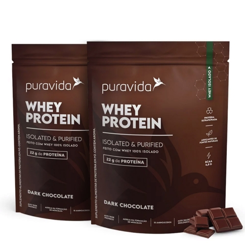 Kit 2 un Whey Protein Isolado Sabor Dark Chocolate (450g) - Pura vida