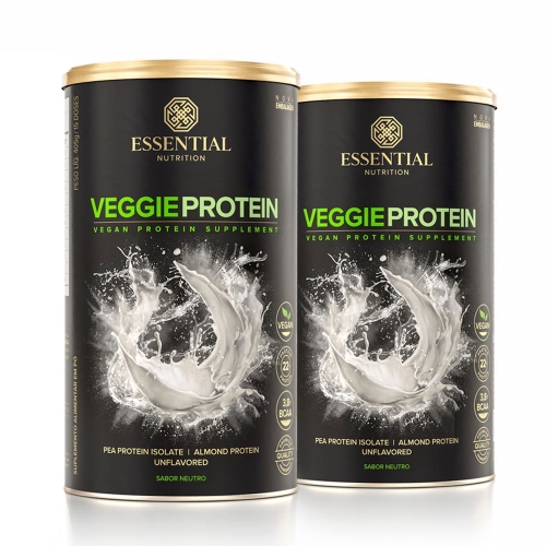 Kit 2unid Veggie Protein Sabor Neutro - Proteína 100% Vegetal (450g) - Essential