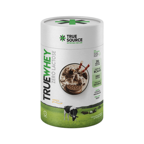 True Whey Concentrado Zero Lactose Pote Sabor Cookies Milkshake (900g) - True Source