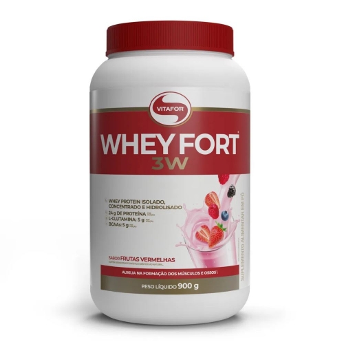 Whey Fort 3W (900g) Sabor Frutas Vermelhas - Vitafor