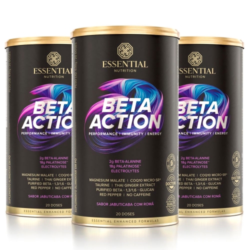 Kit 3uni Beta Action Sabor Jabuticaba Com Rom (630g) - Essential Nutrition