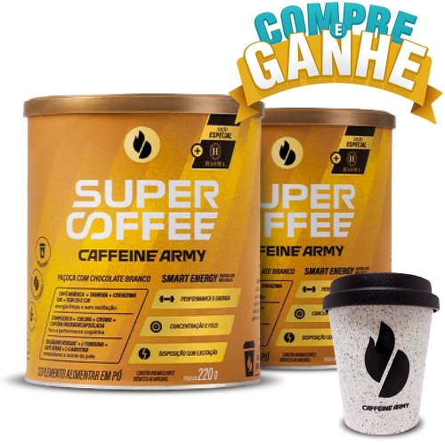 Compre 2un SuperCoffee Sabor Paçoca Com Chocolate Branco (220g) - Caffeine Army e Ganhe Copo