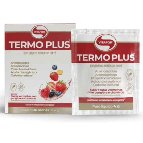 Termo Plus sabor Frutas Vermelhas c/ Gengibre e chá Verde (Cx com 30 sachês de 4g) - Vitafor