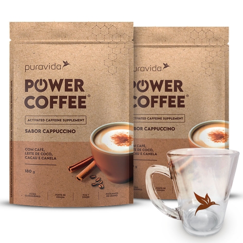 Compre 2unid Power Coffee Sabor Cappuccino (180g) - Pura Vida e Ganhe Xícara