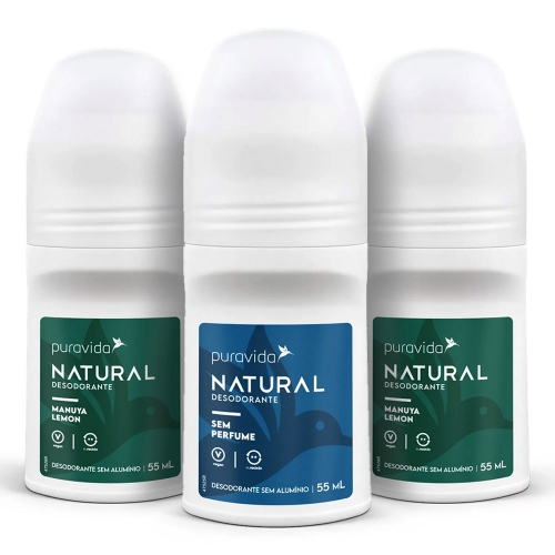 Kit 3 un Natural Desodorante (55 ml) - Pura Vida